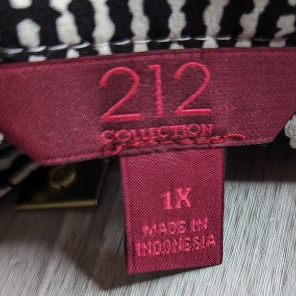 212 Collection Black & White Seersucker Long Sleeve Button Front Top Size 1X - Picture 7 of 14